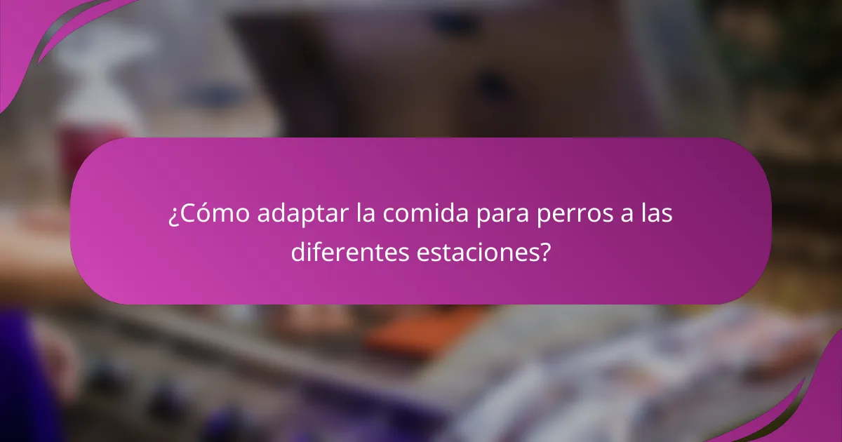 ¿Cómo adaptar la comida para perros a las diferentes estaciones?