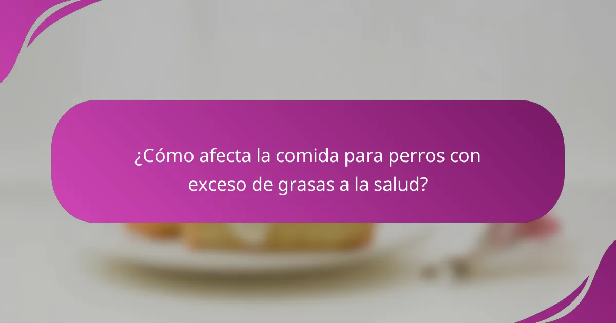 ¿Cómo afecta la comida para perros con exceso de grasas a la salud?