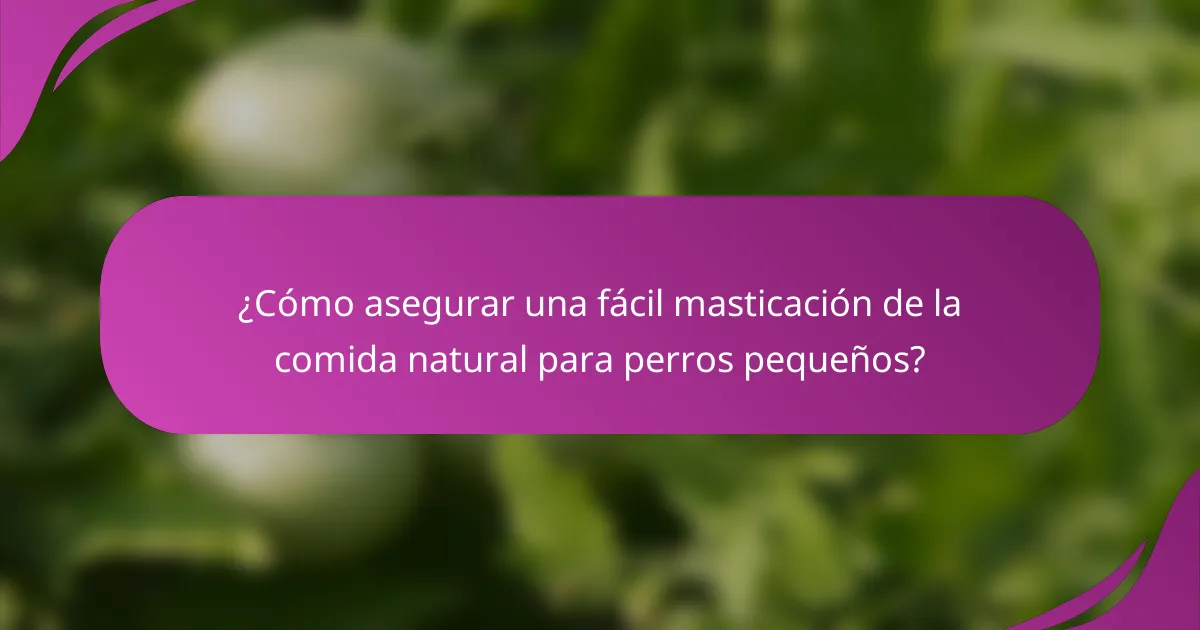 ¿Cómo asegurar una fácil masticación de la comida natural para perros pequeños?