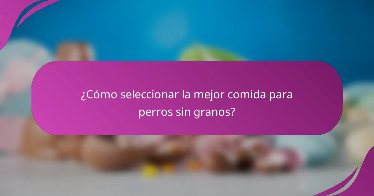 ¿Cómo seleccionar la mejor comida para perros sin granos?