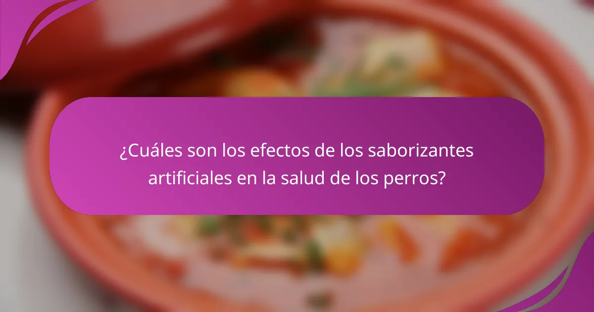 ¿Cuáles son los efectos de los saborizantes artificiales en la salud de los perros?