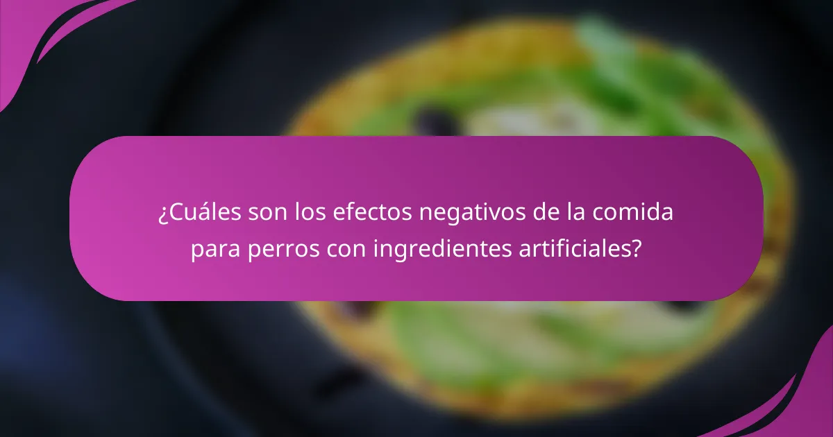 ¿Cuáles son los efectos negativos de la comida para perros con ingredientes artificiales?